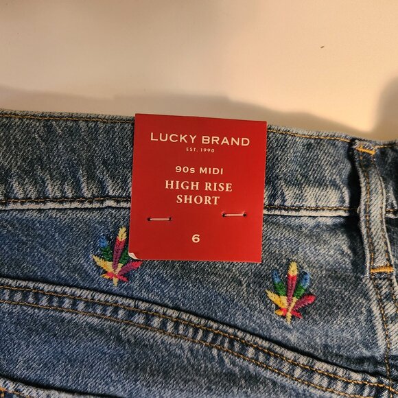 Lucky Brand lucky legend embroidered 5" high rise 90s midi short (6/28) - Picture 6 of 6
